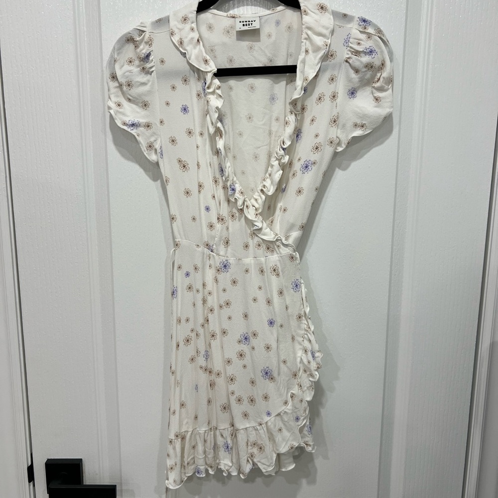 Aritzia Sunday Best Floral Ruffle Wrap Dress